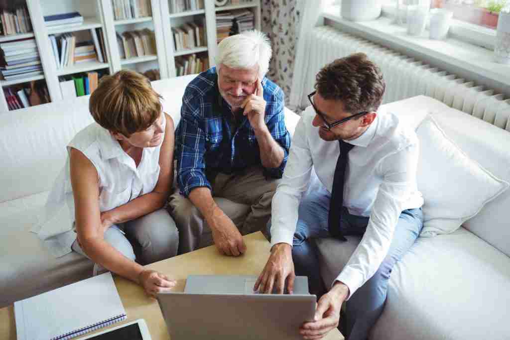 Old couple discussing Estate Planning in Kensington